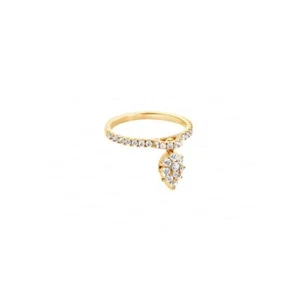 14K GOLD 0.22CT. GENUINE DIAMOND PEAR CHARM HALF ETERNITY BAND RING FINE JEWELRY - Picture 1 of 6
