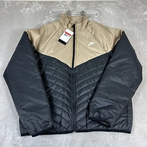 Nike Therma Fit Windrunner Puffer Jacket Men's Size L Tan Black FB8195-011 - Picture 1 of 8