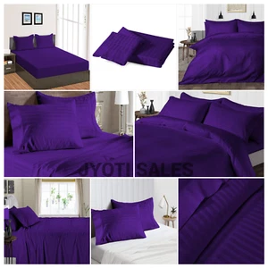 1000 TC OR 1200 TC Purple Linen Egyptian Cotton Stripes Choose Item & US Sizes - Picture 1 of 23