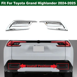 Pair Rear Fog Light Cover Decore Trim Chrome For Toyota Grand Highlander 2024-25 - Picture 1 of 6
