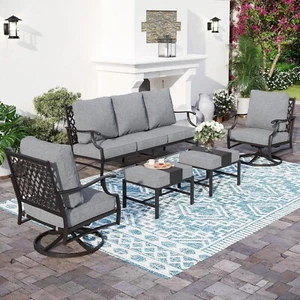 5 Pieces Patio Furniture Set Outdoor Conversation Set w/ Swivel Chairs Backyard - Picture 1 of 9