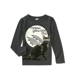 New Crazy 8 Girls Grey Graphic Winged Cat Cotton Long Sleeve T-shirt 5 6  - Picture 1 of 1