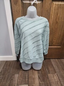 Detailreicher Ranken Pullover Oberteil von Simply Vera Wang Gr. M grün 3/4 Arm - Bild 1 von 6