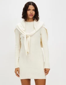 Assembly Label Size 8 Brynn Cotton Cream Rib Long Sleeve Dress RRP $140 - Picture 1 of 9