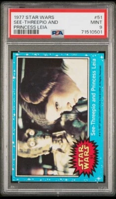 1977 Star Wars Card #51 See-Threepio Princess PSA 9 MINT only 12 higher Rare - Image 1 of 2