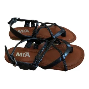 Mia Girl Black Braided Summer Sandals Shoes Flats Side Buckle size 13 Brand New - Picture 1 of 3