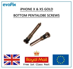 New iPhone X iPhone XS Bottom Pentalobe Screws X2 Gold - Picture 1 of 1