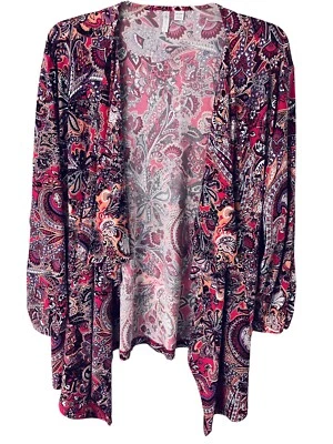 Cárdigan Cato 18/20W tejido elástico frente abierto cachemira mangas largas acanaladas plus Foto 1 de 4