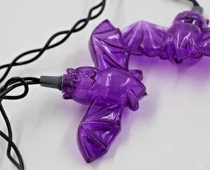 Blow Mold Purple Vampire Bats Blinking String Lights Halloween Decor 10-Lights - Picture 1 of 7
