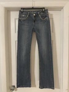 Vintage LA Idol Bling/Stud Denim Blue Boot Cut Western Jeans Size 5 - Picture 1 of 6