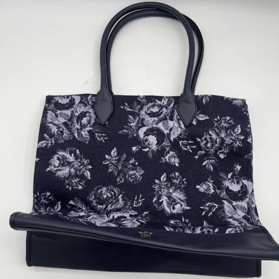 Victoria Secret VS Floral Book Tote Travel Bag Large Purple Flowers~NWOT - Image 1 of 4