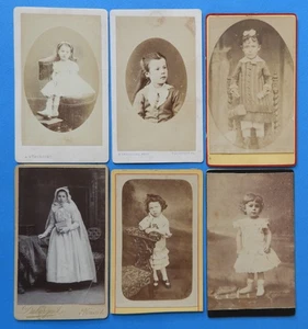 Konvolut x6 alte Fotos, CDV-Format, Kinderportraits (Mädchen) - Bild 1 von 3