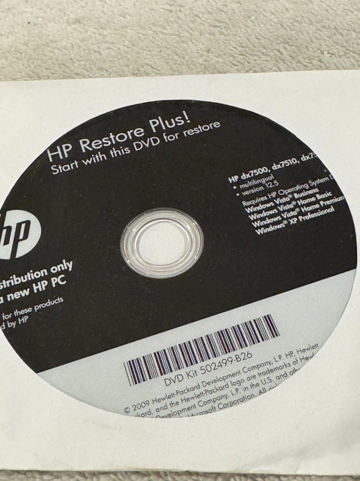 HP Restore Plus! HP dx7500 dx7510 dx7518 - CD ¡¡SOLO EN BUEN ESTADO!!! Foto 1 de 1