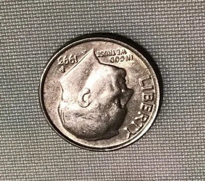 1993-P Roosevelt Dime Coin Error Off Center Strike Collectible Misaligned - Image 1 of 4