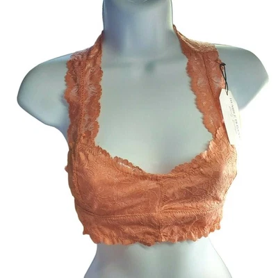 Anemone Lace Bralette Wireless Strap Bra Small Medium New Peach Racerback Halter - Image 1 of 4