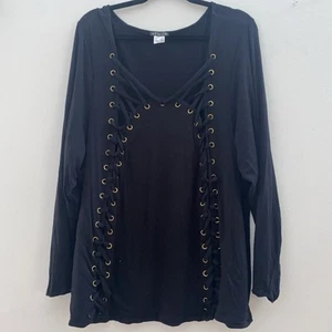 Top Venus Talla 3X Enrejado Delantero Pecho Manga Larga Negro - Imagen 1 de 4