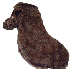 NEU braun KUNSTFELL WEIHNACHTSSTRUMPF MIT BOMMELBORTE 21" FLAUSCHIG  - Bild 1 von 3