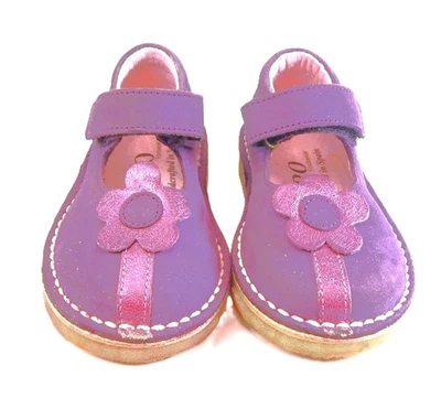 DE OSU - Spain -Baby Girls Purple Leather Flower Shoes -European  20 -Size 4.5 - Image 1 of 4