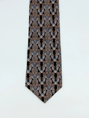 MARTIN WONG Mens Silk Tie Geometric Art Deco Design USA Made Napa CA 3.75x55.5 - Image 1 of 4