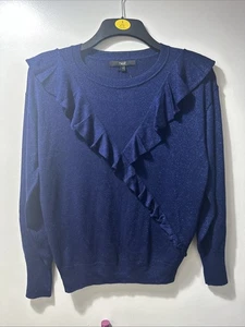 NEXT womens blue jumper with ruffle trim size Small BNWT - Picture 1 of 6