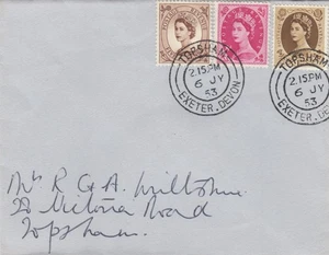 5d 8d 1/- Definitives GB FDC Torsham Exeter CDS 1953 CLEARANCE (151036) - Picture 1 of 3
