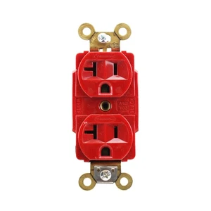 HUBBELL HBL5362R DUPLEX RECEPTACLE HD INDUSTRIAL GRADE 20A 125V, 5-20R, RED - Picture 1 of 3