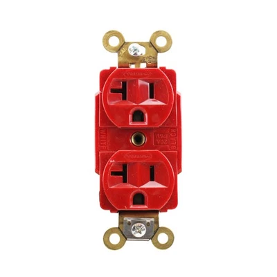 HUBBELL HBL5362R DUPLEX RECEPTACLE HD INDUSTRIAL GRADE 20A 125V, 5-20R, RED - Image 1 of 3