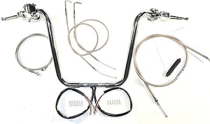 16 x 1.25 Ape Hanger Chrome Handlebar Control Kit 96 - 99 Harley Softail Custom - Picture 1 of 5