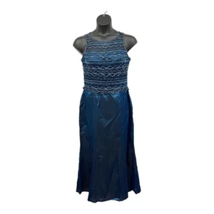 Alyce Designs Beaded Maxi Dress Plus Size18 Embellished Formal Satin Gown Blue - Picture 1 of 6
