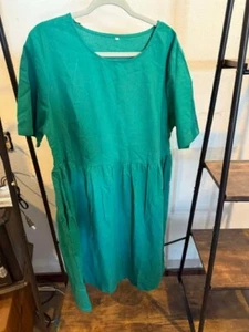 Mordenmiss Linen Cotton Summer Midi Dreses with Pockets Size Large - Picture 1 of 4