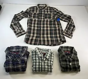 4 Classic Rugged Wear Youth Boy Small (8) Plaid Flannel Button Up Long Sleeve - Picture 1 of 8