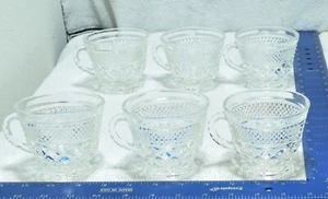 VTG SET 6 Anchor Hocking Wexford Crystal Tea Punch Cup Mug Footed Glasses Clear - Picture 1 of 9