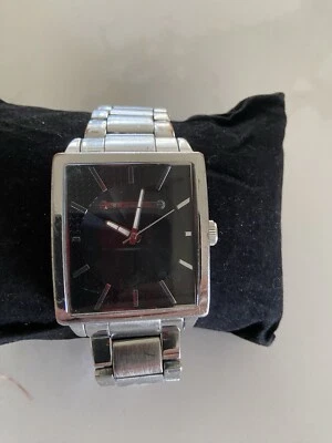 Reloj de cuarzo Sean John para hombre de acero inoxidable con índices de cristal esfera negra funciona bien Foto 1 de 4