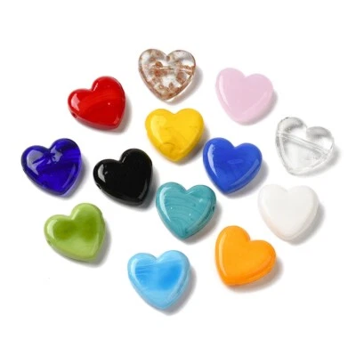 20pcs 20mm Lover Beads Glass Love Heart Beads, Handmade Lampwork Beads for DIY - Image 1 of 4