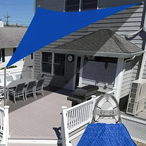 11FT Sun Shade Sail Triangle Canopy Heavy Duty Shelter Outdoor Shade Cover Blue - Picture 1 of 9