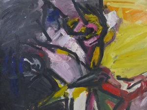 NIKITA KNIKTA Expressionismus Kunst Original Gemälde Malerei VÖGEL UND BLUMEN - Bild 1 von 9