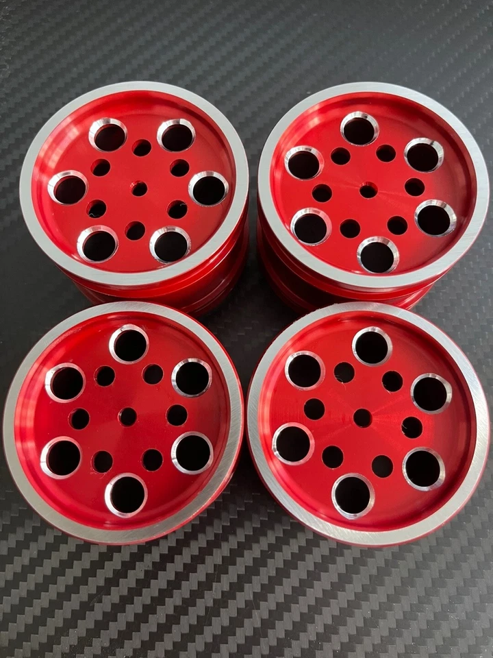 Tamiya  Super Hot Shot Super Sabre Big Wig Boomerang Alloy wheels set Red B type - Image 1 of 3