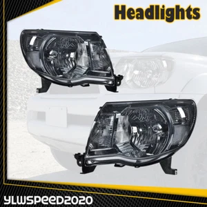 Fit For 2005-11 Toyota Tacoma LED Halo Projector Headlights Left+Right smoked - Picture 1 of 9