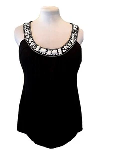 NWT Style & Co Women’s Black Tank Jeweled Neckline SIZE. LARGE - Picture 1 of 10