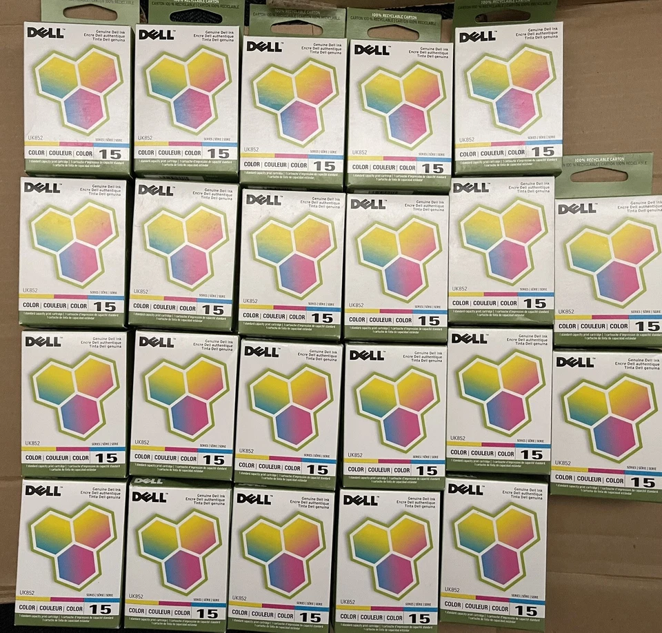 LOT OF 22 NEW GENUINE DELL SERIES 15 COLOR  INK  UK852 For Dell V105 - Image 1 of 1