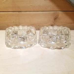 Gelatin Mold Shaped Candle Holders Clear Glass Swanky Barn - Picture 1 of 12
