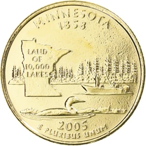[#369460] Coin, United States, Minnesota, Quarter, 2005, U.S. Mint, Denver, gol, - Picture 1 of 2