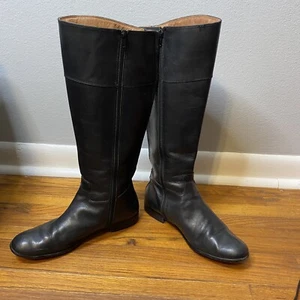 Corso Como Classic Leather Riding Boots Womens Sz 8.5 Side Zip 1" Heel 16" Calf - Picture 1 of 17