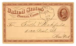 Blakely, GA. 1875 Achteckstempel & Bullseye auf 1c UX3 GPC, blau bezahlter ovaler Rücken - Bild 1 von 2