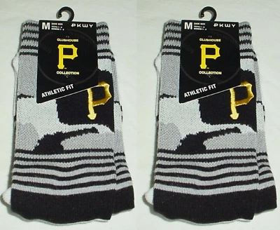 Pittsburgh Pirates Camo Crew Socks Size Youth M (1-6) Womens (3-8) Athletic 2pr - Image 1 of 2