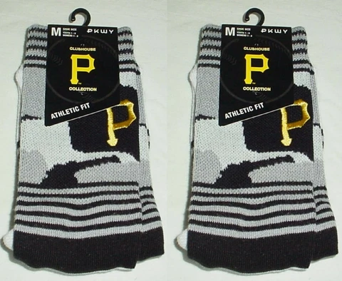 Pittsburgh Pirates Camo Crew Socks Size Youth M (1-6) Womens (3-8) Athletic 2pr Cover