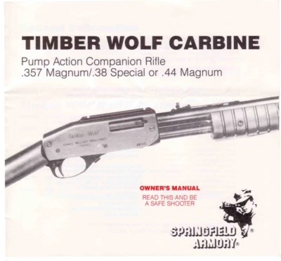 Rifle de acción Springfield Timber Wolf Pump manual - NUEVO peine encuadernado copia Foto 1 de 3