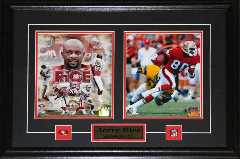 Jerry Rice San Francisco 49ers 2 Photo Football Memorabilia Collector Frame - Image 1 of 1