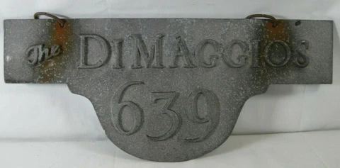True Vintage Mid Century "The DiMaggio's" Sign Name Plate Plaque Hanger Yankees Cover