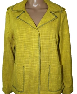 Coldwater Creek Yellow Gray Bright Now Jacket Snaps Pockets 8P NWT - Picture 1 of 8